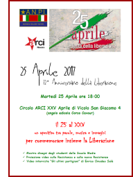 IL 25 al XXV - Aperitivo tra prole, musice ed immagini di Anpi ed Arci